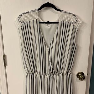 White and black striped jumpsuit